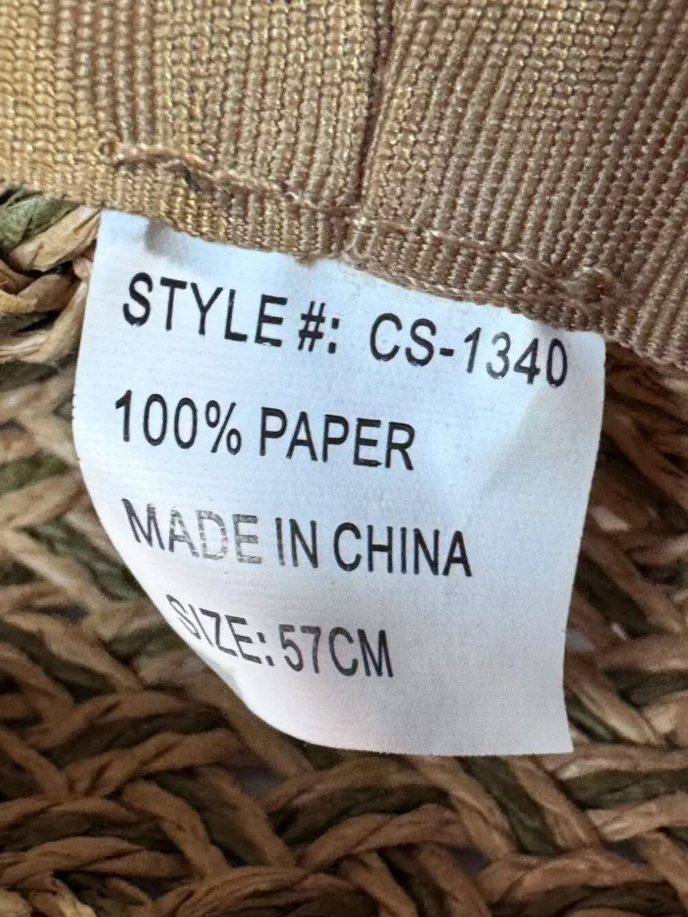 Vintage Women Wide Brim Paper Straw Sun Hat Bow Beige Summer Beach 57cm - Picture 10 of 10